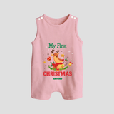 Celebrate This Christmas With Our "My First Christmas" themed Customized Romper Suit With Name For Babies - BABY PINK - 0 - 5 Months Old (Chest 18")