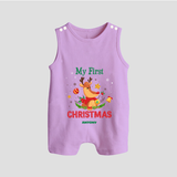 Celebrate This Christmas With Our "My First Christmas" themed Customized Romper Suit With Name For Babies - LILAC - 0 - 5 Months Old (Chest 18")