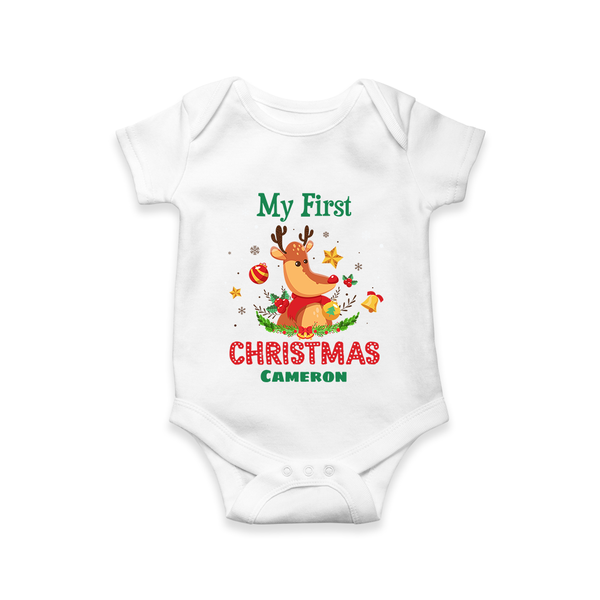My First Christmas |Custom Baby Romper - WHITE - New Born (Chest 14")