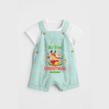 Celebrate This Christmas With Our "My First Christmas" themed Customized Dungaree Set With Name For Babies - ARCTIC BLUE - 0 - 5 Months Old (Chest 18")