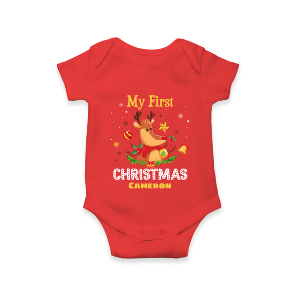 My First Christmas |Custom Baby Romper - RED - New Born (Chest 14")