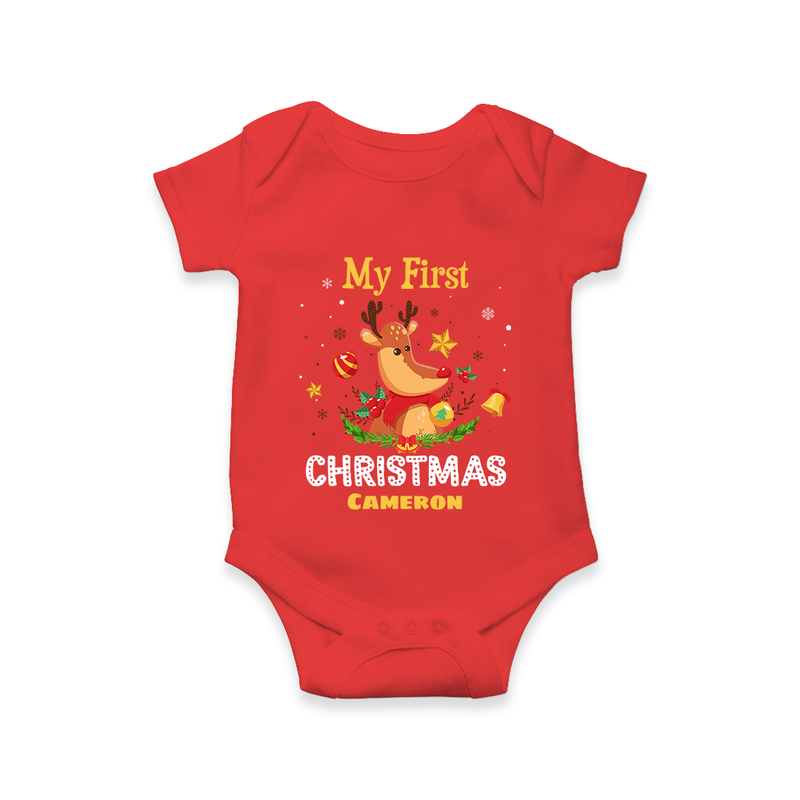 My First Christmas |Custom Baby Romper - RED - New Born (Chest 14")