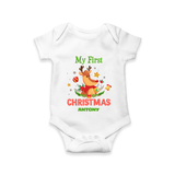 Celebrate This Christmas With Our "My First Christmas" themed Customized Romper With Name For Babies - WHITE - 0 - 3 Months Old (Chest 16")