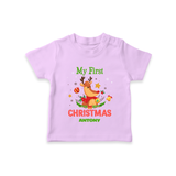 Celebrate This Christmas With Our "My First Christmas" themed Customized T-Shirt With Name For Babies - LILAC - 0-5 Months Old (Chest 17")