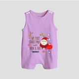 My First Christmas With Mom And Dad - Customized Romper Suit With Name For Babies - LILAC - 0 - 5 Months Old (Chest 18")