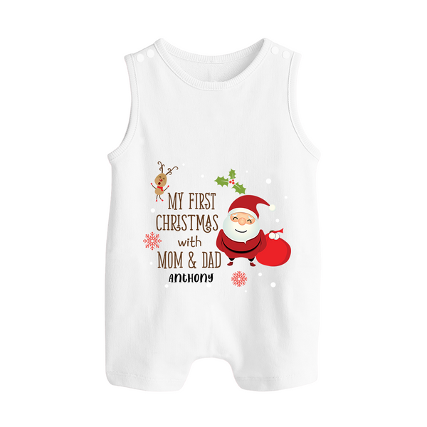 My First Christmas with Mom & Dad |Custom   Romper Suit - WHITE - 0 - 5 Months Old (Chest 18")