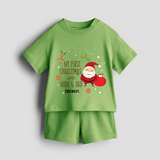 My First Christmas With Mom And Dad - Customized Co-ord Set With Name For Kids - KIWI GREEN - 0-5 months old  (Chest 18")