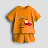 My First Christmas With Mom And Dad - Customized Co-ord Set With Name For Kids - TANGERINE - 0-5 months old  (Chest 18")