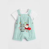 My First Christmas With Mom And Dad - Customized Dungaree Set With Name For Babies - ARCTIC BLUE - 0 - 5 Months Old (Chest 18")