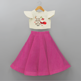 My First Christmas With Mom And Dad - Customized Crop Top And Skirt With Name For Kids - FUSCHIA - 6 - 9 Months Old (Chest 20" , Frock Waist 20")