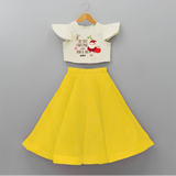 My First Christmas With Mom And Dad - Customized Crop Top And Skirt With Name For Kids - YELLOW - 6 - 9 Months Old (Chest 20" , Frock Waist 20")