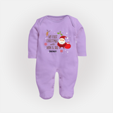 My First Christmas With Mom And Dad - Customized Sleep Suit With Name For Babies - LILAC - New Born (Chest 7.5")