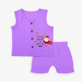 My First Christmas With Mom And Dad - Customized Jabla Set With Name For Babies - PURPLE - 0 - 3 Months Old (Chest 9.8")