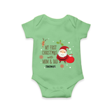 My First Christmas With Mom And Dad - Customized Romper With Name For Babies - GREEN - 0 - 3 Months Old (Chest 16")