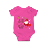 My First Christmas With Mom And Dad - Customized Romper With Name For Babies - HOT PINK - 0 - 3 Months Old (Chest 16")