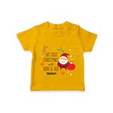 My First Christmas With Mom And Dad - Customized T-Shirt With Name For Babies - CHROME YELLOW - 0-5 Months Old (Chest 17")