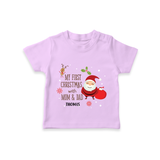 My First Christmas With Mom And Dad - Customized T-Shirt With Name For Babies - LILAC - 0-5 Months Old (Chest 17")