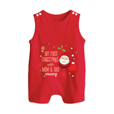 My First Christmas with Mom & Dad |Custom   Romper Suit - RED - 0 - 5 Months Old (Chest 18")