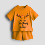 Make This Christmas Special With Our "My First Christmas" themed Customized Co-ord Set With Name For Kids - TANGERINE - 0-5 months old  (Chest 18")