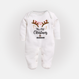 Make This Christmas Special With Our "My First Christmas" themed Customized Sleep Suit With Name For Babies - WHITE - New Born (Chest 7.5")