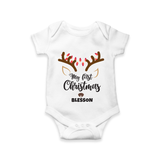 Make This Christmas Special With Our "My First Christmas" themed Customized Romper With Name For Babies - WHITE - 0 - 3 Months Old (Chest 16")