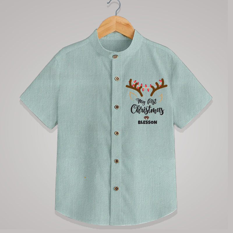 Make This Christmas Special With Our "My First Christmas" themed Customized Shirt With Name For Kids - ARCTIC BLUE - 0 - 6 Months Old (Chest 23")