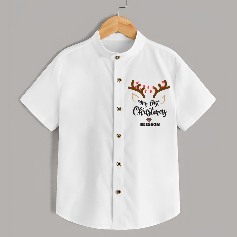 Make This Christmas Special With Our "My First Christmas" themed Customized Shirt With Name For Kids - WHITE - 0 - 6 Months Old (Chest 23")