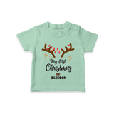 Make This Christmas Special With Our "My First Christmas" themed Customized T-Shirt With Name For Babies - MINT GREEN - 0-5 Months Old (Chest 17")