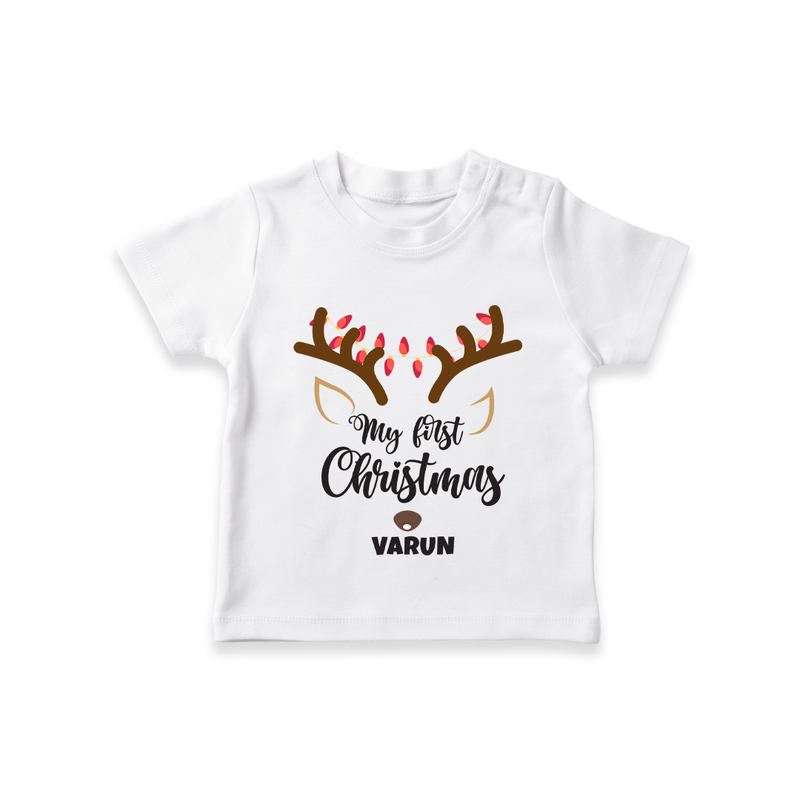 My 1st Christmas |Custom T-Shirt - WHITE - 0-5 Months Old (Chest 17")