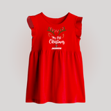 Make This Christmas Special With Our "My First Christmas" themed Customized Baby Frock With Name For Babies - RED - 0 - 3 Months Old (Chest 17")