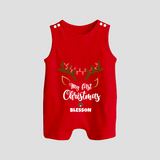 Make This Christmas Special With Our "My First Christmas" themed Customized Romper Suit With Name For Babies - RED - 0 - 5 Months Old (Chest 18")