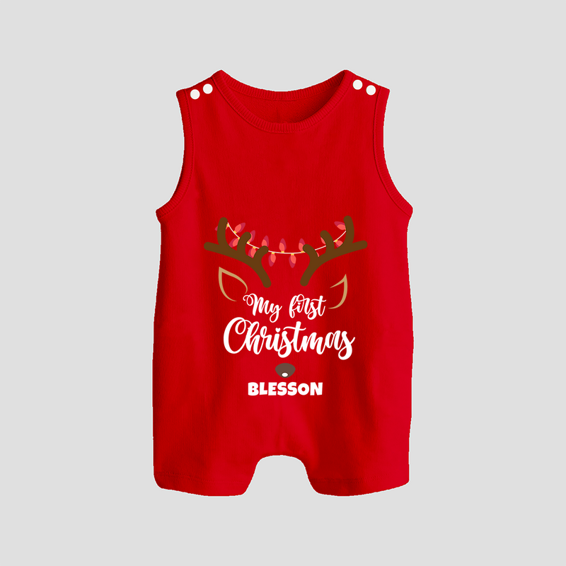 Make This Christmas Special With Our "My First Christmas" themed Customized Romper Suit With Name For Babies - RED - 0 - 5 Months Old (Chest 18")