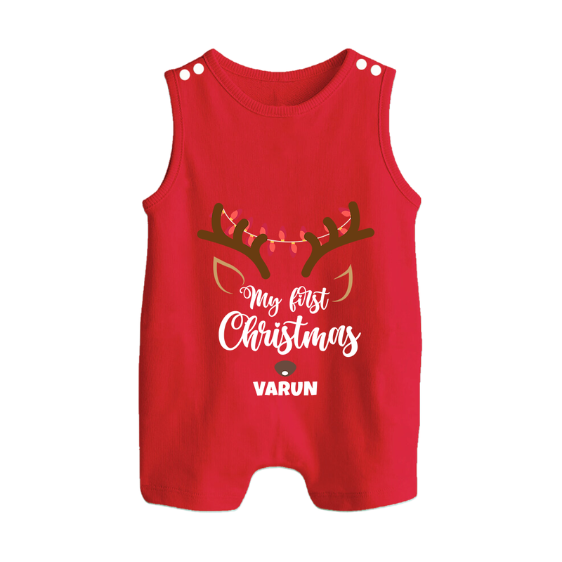 My 1st Christmas |Custom Romper Suit - RED - 0 - 5 Months Old (Chest 18")