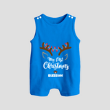 Make This Christmas Special With Our "My First Christmas" themed Customized Romper Suit With Name For Babies - ROYAL BLUE - 0 - 5 Months Old (Chest 18")