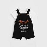 Make This Christmas Special With Our "My First Christmas" themed Customized Dungaree Set With Name For Babies - BLACK - 0 - 5 Months Old (Chest 18")