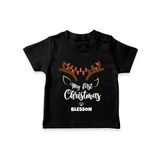 Make This Christmas Special With Our "My First Christmas" themed Customized T-Shirt With Name For Babies - BLACK - 0-5 Months Old (Chest 17")