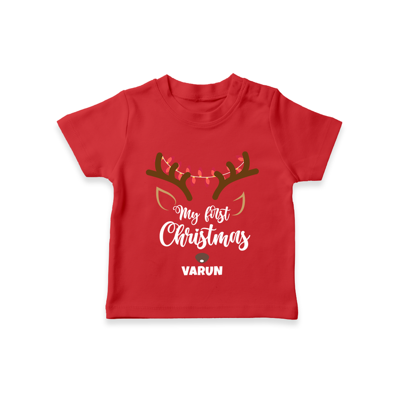 My 1st Christmas |Custom T-Shirt - RED - 0-5 Months Old (Chest 17")