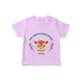 My First Christmas Themed Customized T-Shirt With Name For Babies - LILAC - 0-5 Months Old (Chest 17")