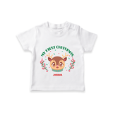 My First Christmas Themed Customized T-Shirt With Name For Babies - WHITE - 0-5 Months Old (Chest 17")