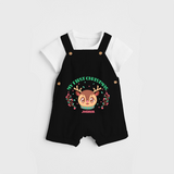 My First Christmas Themed Customized Dungaree Set With Name For Babies - BLACK - 0 - 5 Months Old (Chest 18")