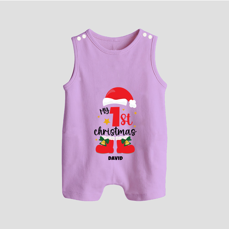 My First Christmas Themed Personalized Romper Suit With Name For Babies - LILAC - 0 - 5 Months Old (Chest 18")