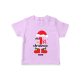 My First Christmas Themed Personalized T-Shirt With Name For Babies - LILAC - 0-5 Months Old (Chest 17")