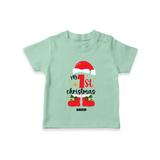 My First Christmas Themed Personalized T-Shirt With Name For Babies - MINT GREEN - 0-5 Months Old (Chest 17")