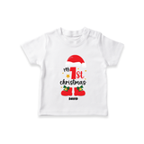 My First Christmas Themed Personalized T-Shirt With Name For Babies - WHITE - 0-5 Months Old (Chest 17")