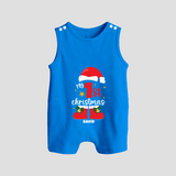 My First Christmas Themed Personalized Romper Suit With Name For Babies - ROYAL BLUE - 0 - 5 Months Old (Chest 18")