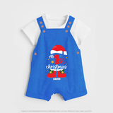 My First Christmas Themed Personalized Dungaree Set With Name For Babies - COBALT BLUE - 0 - 5 Months Old (Chest 18")