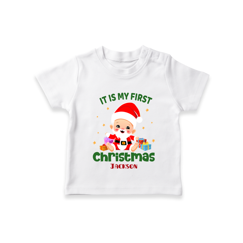 It is My First Christmas – Personalized   T-Shirt - WHITE - 0-5 Months Old (Chest 17")