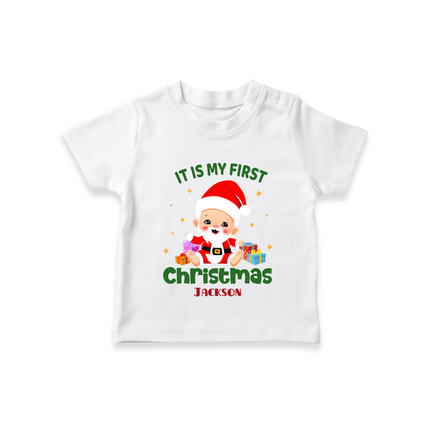 It is My First Christmas – Personalized   T-Shirt - WHITE - 0-5 Months Old (Chest 17")