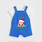 "It Is My First Christmas" Themed Customized Dungaree Set With Name For Babies - COBALT BLUE - 0 - 5 Months Old (Chest 18")