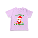 "It Is My First Christmas" Themed Customized T-Shirt With Name For Babies - LILAC - 0-5 Months Old (Chest 17")